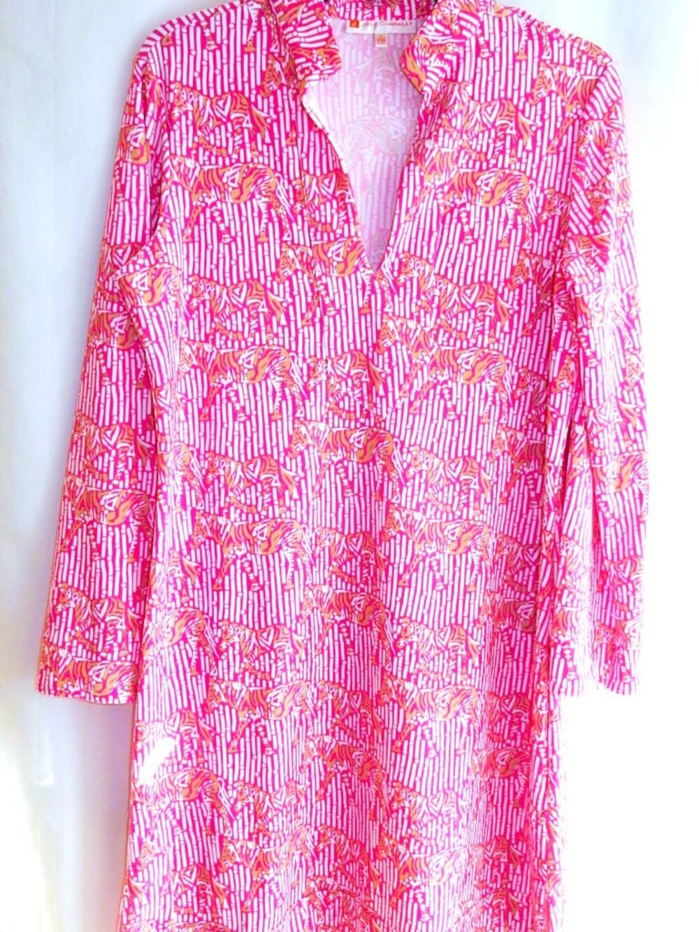 Jude Connally Pink, Tan, & White Horse Motif Knit Dress in Size L